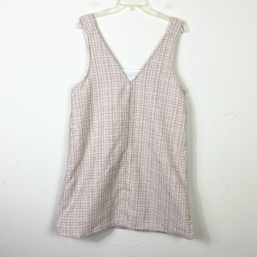 Shein Tan & White Tweed Sleeveless Mini Dress Size M
